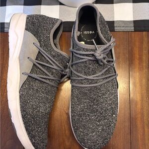 Vessi Men's Dark Heather Gray Knit Slip-On Sneakers with White Sole